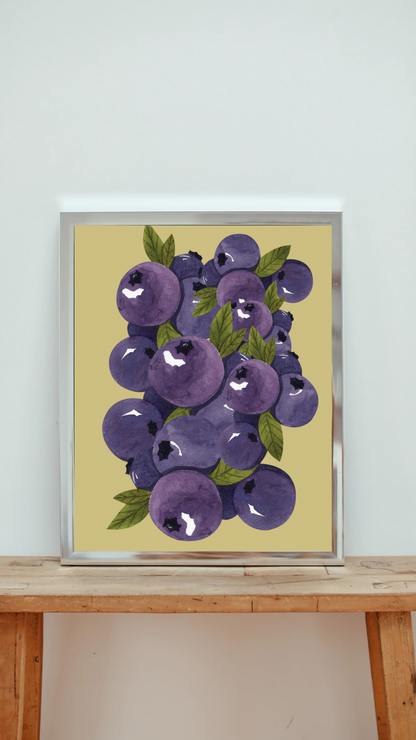 POSTER BLUEBERRIES I KHAKI I  MEHRERE VARIANTEN